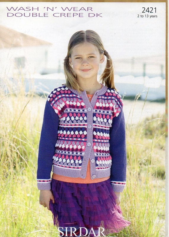 Double Crepe DK Girls Cardigan Knitting 