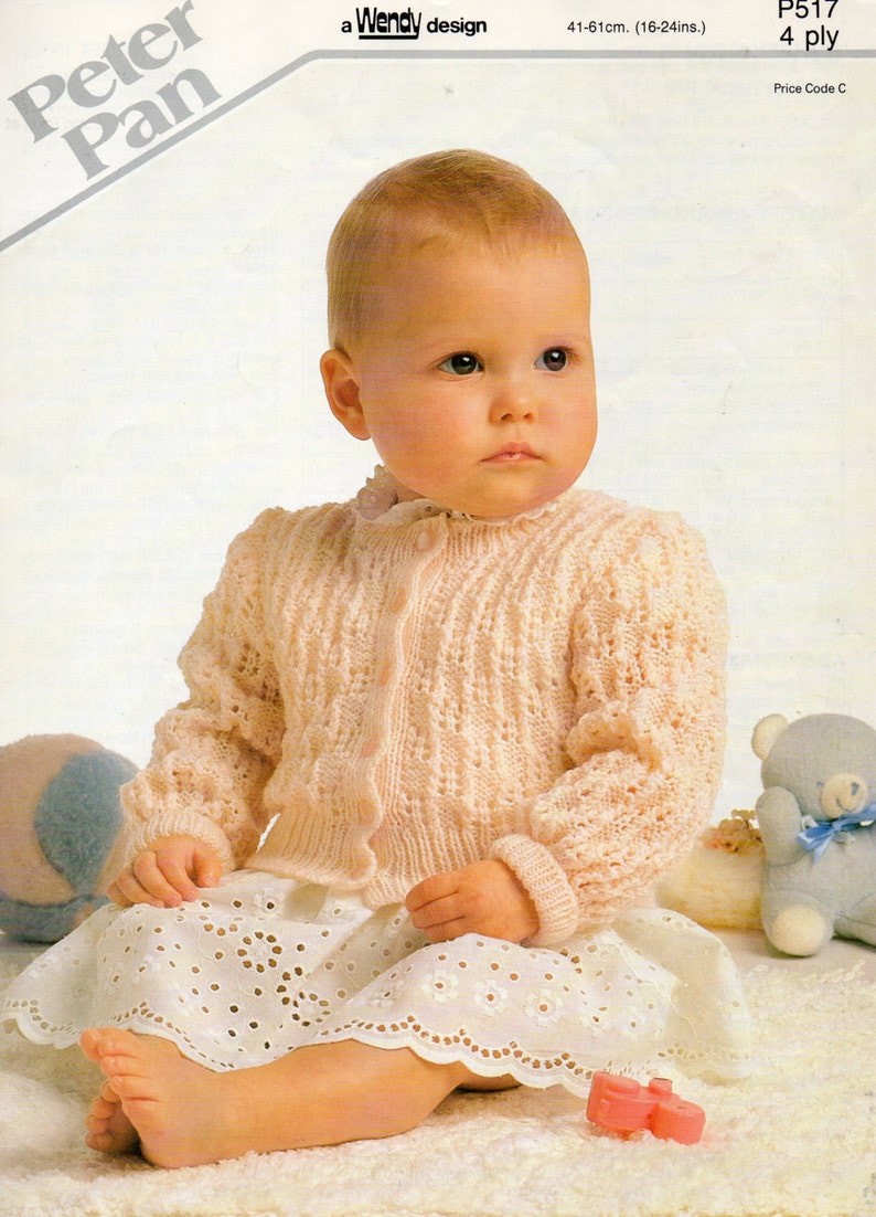 Vintage Wendy Peter Pan 4ply Lace Cardigan Baby Knitting - Etsy UK