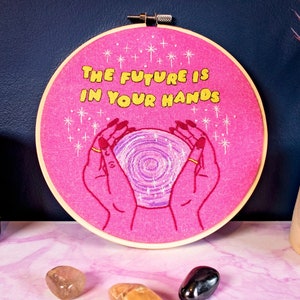 Witch Embroidery Kit For Beginners, Crystal Ball Embroidery, Modern Hand Embroidery, Empowering, Craft Kit, Embroidery Pattern