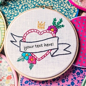 Customisable Embroidery Kit, Write Your Own Text Embroidery, Tattoo Style Banner Craft Kit, Modern Craft Kit, Modern Hand Embroidery