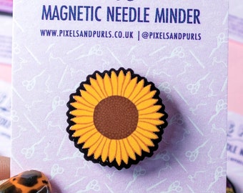 Sunflower Needle Minder, Flower Needleminder, Floral Needle Nanny, Needle Keeper, Magnetic Holder, Sewing Accessories, Sewing Gift