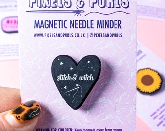 Needle Minder, Witch Needleminder, Stitch & Witch, Embroidery Needle Nanny, Needle Keeper, Magnetic Holder, Sewing Accessories, Sewing Gift