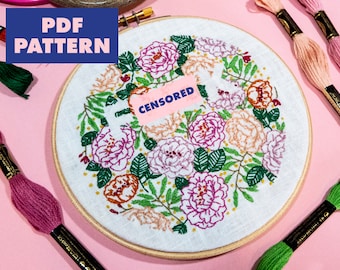 Subversive Embroidery Pattern, Swearing Embroidery, PDF Pattern, Beginner, Swear Design, Digital Download, Pattern, Instant Download