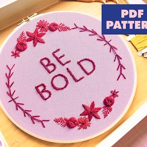 Modern Embroidery Pattern, Easy PDF Pattern, Beginner, Embroidery Design, Digital Download, Floral Embroidery Pattern, Instant Download