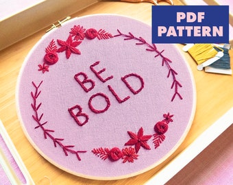 Modern Embroidery Pattern, Easy PDF Pattern, Beginner, Embroidery Design, Digital Download, Floral Embroidery Pattern, Instant Download