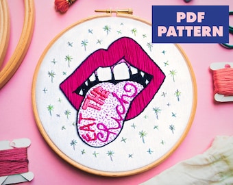 Eat The Rich Embroidery Pattern, Political Crafts, Anti Tory Embroidery PDF Pattern For Beginner, Embroidery Design, Digital Download
