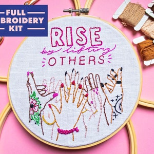 Feminist Embroidery Kit, Rise By Lifting Others, Modern Hand Embroidery, Empowering, Craft Kit, Embroidery Kit With Pattern, Modern Craft