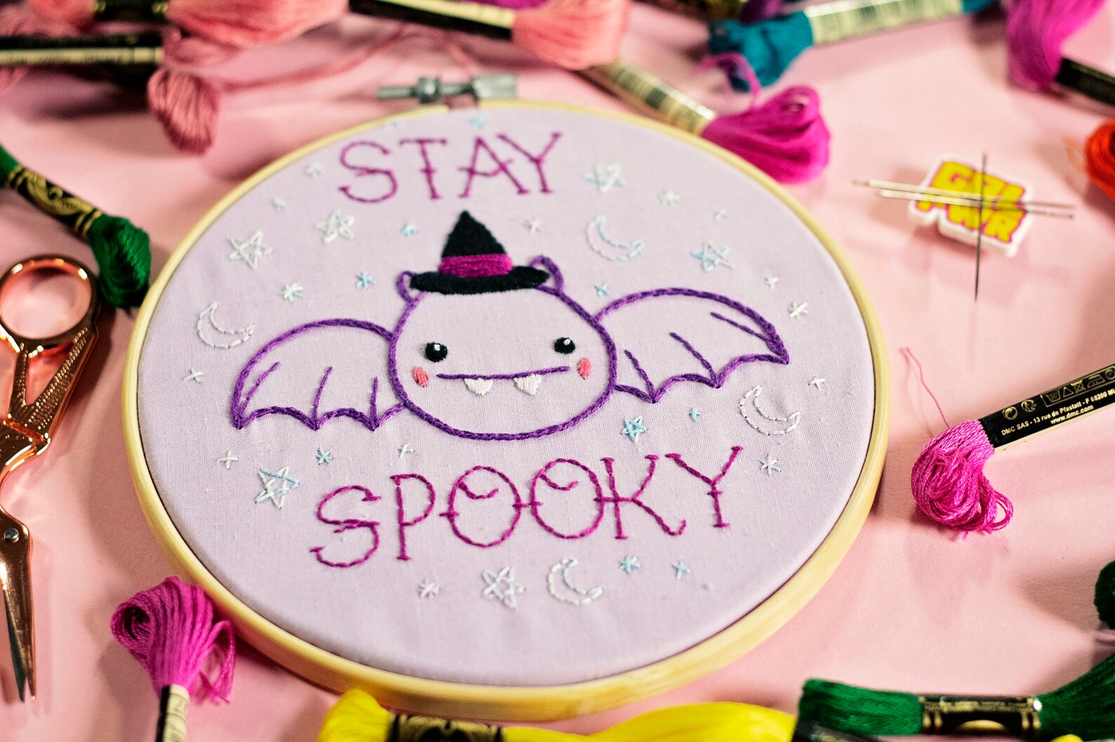 Halloween Embroidery Kit Hand Embroidery for Beginners Bat Etsy