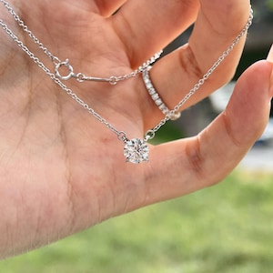 Certified 2ct Diamond Pendant Necklace For Women Lab Diamond Necklace for Anniversary Gift For Mom Floating Diamond Birthday Gift For Wife