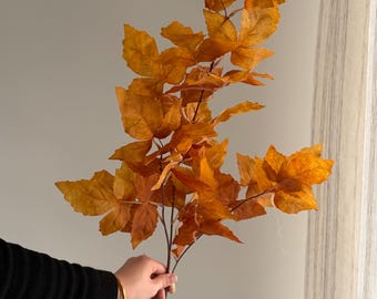 Fall Artificial Stems With Leaves Faux Autumn Leaf Branch Fall Greenery Winter Home Decor Fake Maple Leaf Foliage Floral Arrangement ML05
