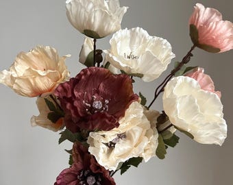 Faux Matilija Poppy, Silk Flower Poppy For DIY Florals Centerpieces, Poppies Floral Arrangement for Spring Summer Wedding Artificial Flower