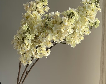 Tallo de lila de tacto real, lilas artificiales, flores de verano, ramas artificiales blancas, arreglo floral artificial, decoración de bodas LF01