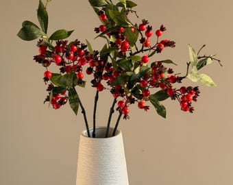 Faux Mini Pomegranate Branch Faux Red Cranberry Holly Berry Stems Artificial Pomegranate Branches Fake Fruit Stem Decor PS02