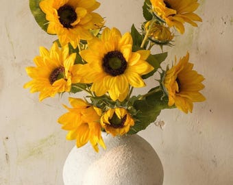 LGEGE 5 Girasoli Artificiali In Seta, Fiori Finti 35 Cm Per Centrotavola E Decorazioni