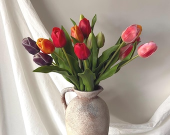 Fake tulip bouquest,artificial tulips,Real touch tulip,fake floral arrangements, faux tulips for Mothers Day gift, Easter home decor