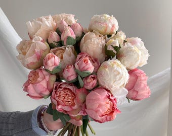Fake Peony Bouquets Real Touch Faux Peony, Faux Flowers For DIY bouquets, Wedding Decor,  DIY Bouquets