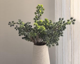 Faux Winter Cedar Branch Artificial Pine Stems for DIY Indoor Decor, Pine Needle Stem Evergreen garland, primitive christmas decor