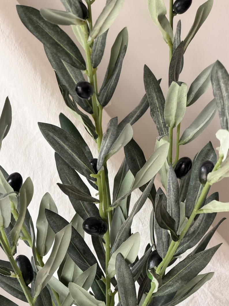 Faux Olive Branch For Greenery Garland Fake Olive Stem with Olives Artificial Olive Tree Stems For Bouquet Greenery Christmas Decor OL01 image 3