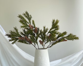 Real Touch Norfolk Pine Branch For Christmas Artificial Greenery Pine Primitive Decor Artificial Cypress Fake Pine Cone Garland PS01