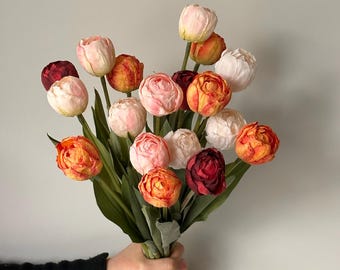 Fake tulip bouquet,artificial tulips stems, real touch tulips,fake flower arrangements,faux tulip bouquest for Mothers Day gift