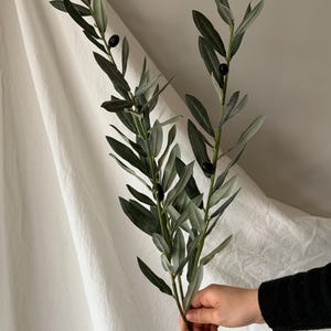 Faux Olive Branch For Greenery Garland Fake Olive Stem with Olives Artificial Olive Tree Stems For Bouquet Greenery Christmas Decor OL01 image 2