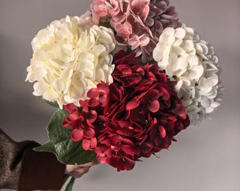 Faux Hydrangea Stem, fake Flower Centerpiece Wedding Table Decor, Home DIY Floral Arrangment Fake Hydrangea For DIY Decoration