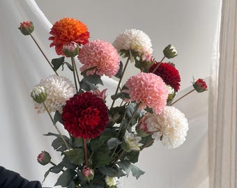 Faux Dahlia, White Dahlia Flowers, Gradient Dahlia, Fake Dahlia, DIY Wedding Bouquet, Artificial Dahlia Flowers For House Warming gift DL02