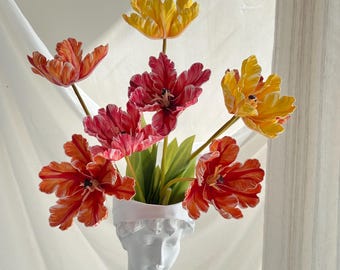 Fake flamingo tulip flower, artificial tulips stems, Real touch tulip, fake flower arrangements, faux tulip for Mothers Day gift
