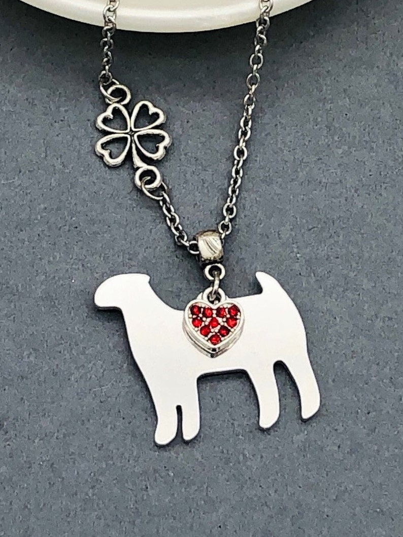 Show Goat Goat and Four Leaf Clover Necklace 4 Leaf Clover Jewelry