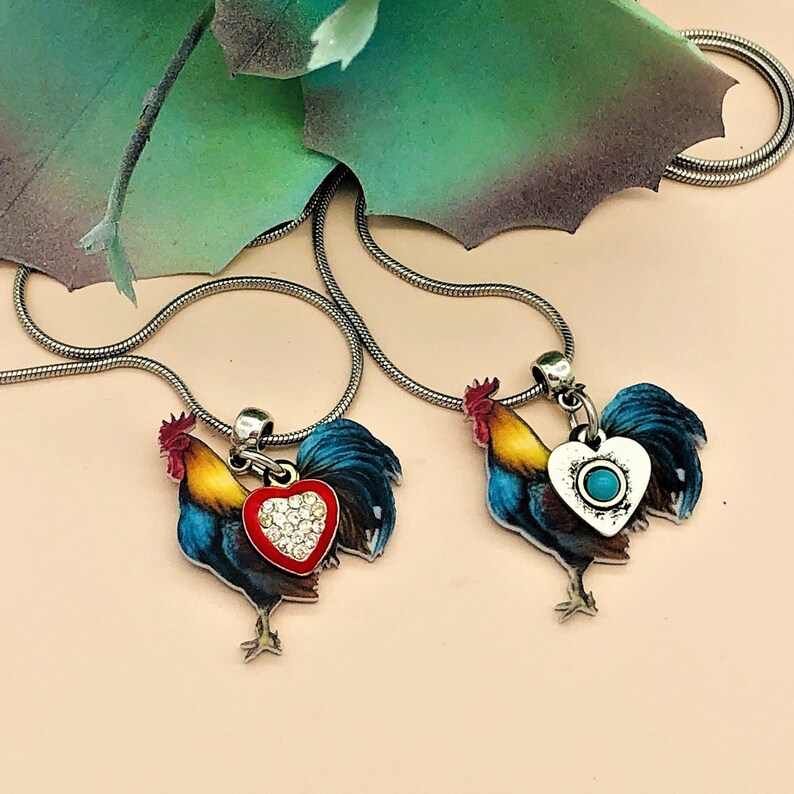 Rooster Charm Necklace for Chicken Lovers Backyard Chickens Etsy