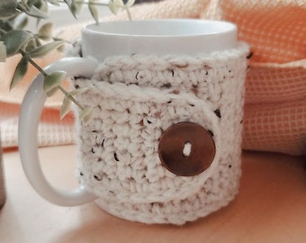Hand Crocheted Oatmeal Mug Cozy:  Fall Coffee Cup Warmer