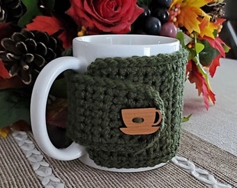 Olive Tea Cozy with Cup Button - Fall Tea Cozy