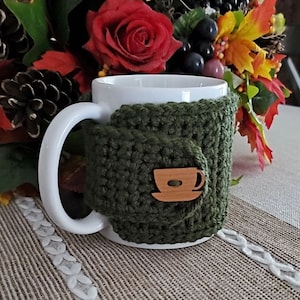 Olive Tea Cozy with Cup Button - Fall Tea Cozy