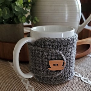 Grey Tea Cozy with Cup Button -Coffee or Tea Themed Gift