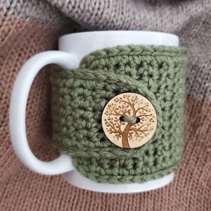Sage Tree of Life Cup Cover - Reusable Cozy for Ceramic Mugs- Drinkware