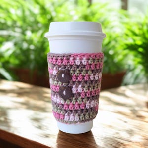 Crochet Coffee Sleeve with Buttons: Reusable Cup Cozy