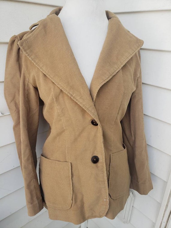 Women's Handmade 1970s Tan Corduroy Blazer Size M - image 1