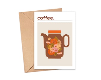 1970s Coffee Pot Note card | Framable Greeting Card | High Quality Print | Card you can frame | Hornsea | Retro | Vintage | 70s decor