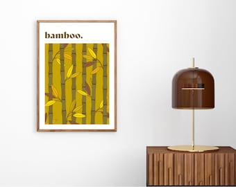 Bamboo 1970 | Seventies Wall Art | Retro | Boho | Giclée Art Print | Olive, Brown & Yellow | Original Poster | A5, A4, A3 sizes.