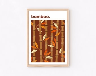 Bamboo 71 | Seventies Wall Art | Retro | Boho | Giclée Art Print | Orange and Brown | Original Poster | A6, A5, A4, A3 sizes.