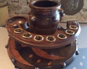 Edwardian Estate Smokers Caddy, Pipe and Cigar, French Humidor 1901 Handmade Studded Wood, Brass and Steel Pipe Display, Tobacciana France