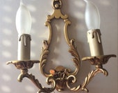 French Brass Sconces, 2 Art Nouveau Design Wall Lights, Paris Shabby Chic Lighting, Movie Prop Lights, U. S. Wireing Compatable,