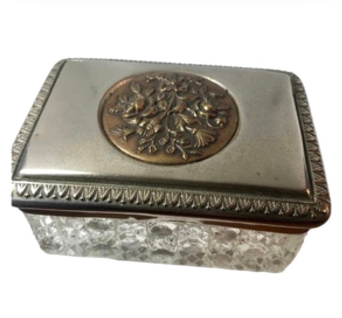 Cut Glass Hobnail Glass Box Keepsake Box Trinkets Cut Glass Etsy