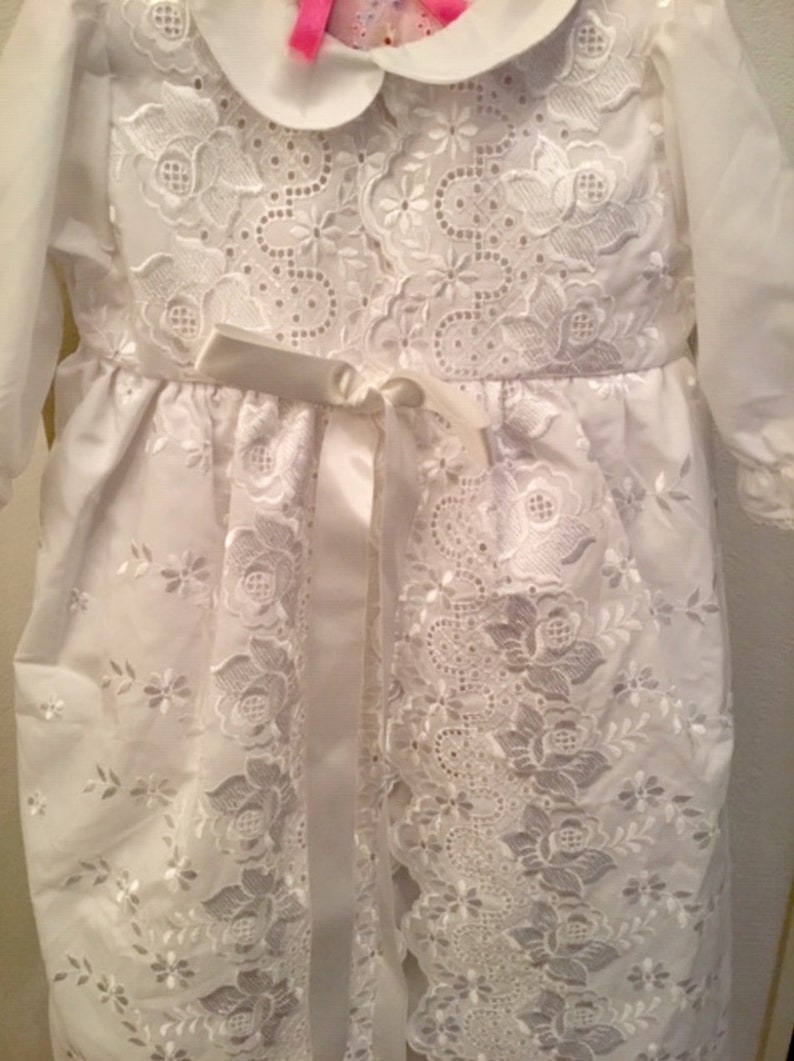 New White Lace Christening Dress Size 1, Babys Christening Dress French Christening Gown