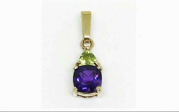 Chartreuse Peridot & Amethyst Pendant, 9K Gold Cha