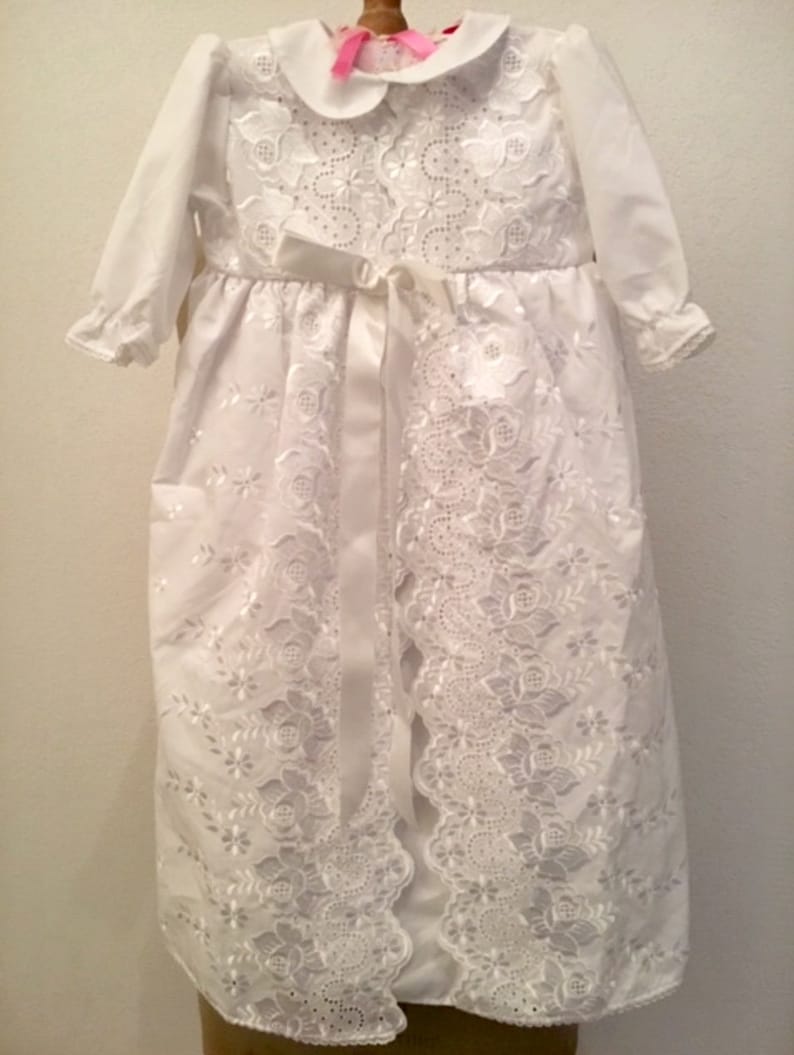 New White Lace Christening Dress Size 1, Babys Christening Dress French Christening Gown