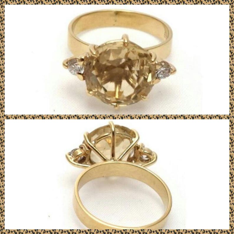 Size 6.5. Large 1cm Topaz /& CZ Dress Ring Topaz Ring Size M 9K Gold