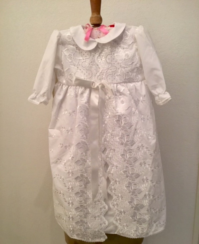 New White Lace Christening Dress Size 1, Babys Christening Dress French Christening Gown