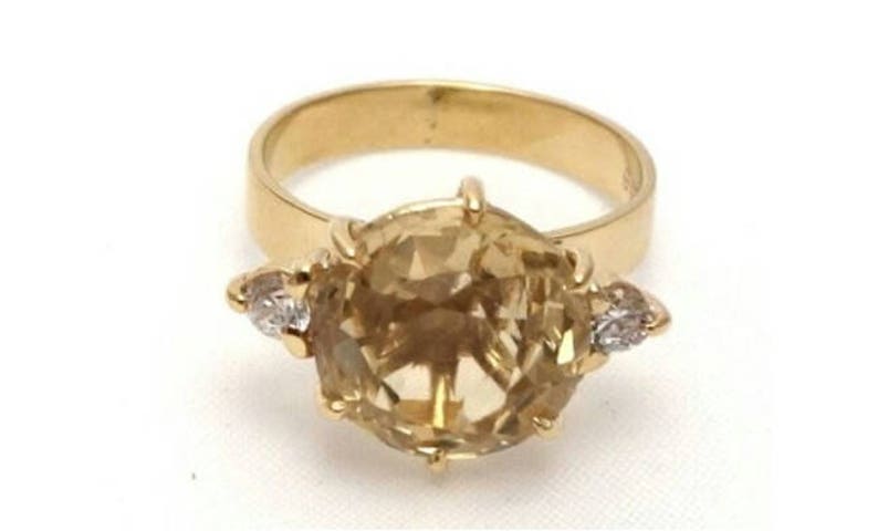 Size 6.5. Large 1cm Topaz /& CZ Dress Ring Topaz Ring Size M 9K Gold