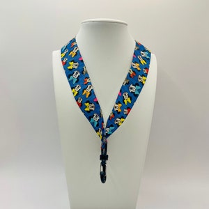 Minnie Mouse Faces multicolour bows (blue) Ribbon Lanyard
